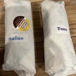 Pretty big sandwiches, neatly labeled Pretty big sandwiches, neatly labeled