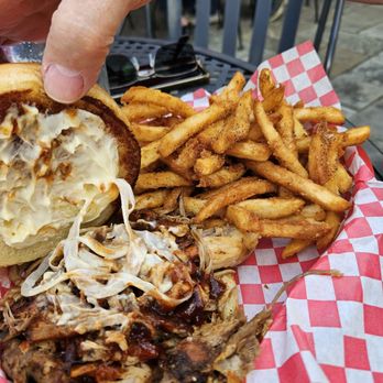 Sinners & Saints - Brisket sandwich and fries - Barbeque Near Me - Cincinnati, Ohio