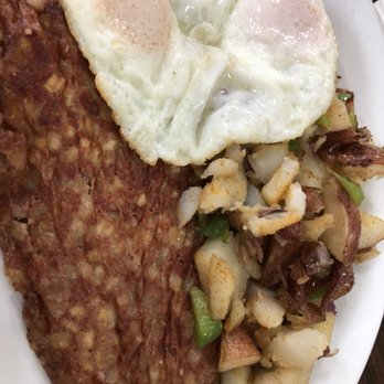 Rosy's Cafe - Corned Beef Hash, three eggs over easy and home fries. - American Near Me - Hayward, California Rosy's Cafe - Corned Beef Hash, three eggs over easy and home fries. - American Near Me - Hayward, California
