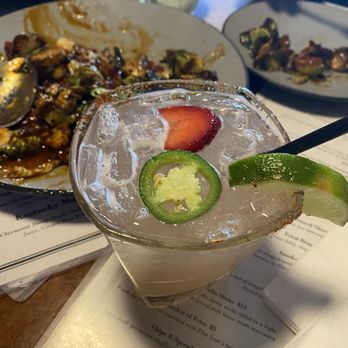 Flat Iron Tap - Brussels sprouts and strawberry margarita - Burgers Near Me - Lake Geneva, Wisconsin