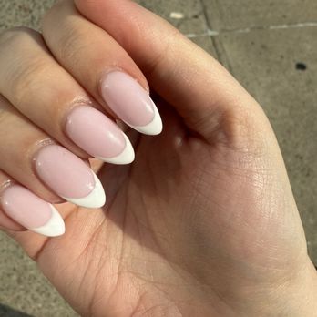Yaya Nail - Almond pink and white French gel manicure - Nail Salons Near Me - Forest Hills, New York Yaya Nail - Almond pink and white French gel manicure - Nail Salons Near Me - Forest Hills, New York