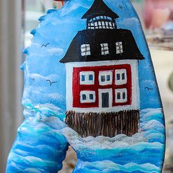 Studio 33 Art & Frame Gallery - Hand Painted Large Lobster Claw With New London Ledge Light