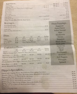 Menu photo 3 Filippo's Pizza Edgewater, FL