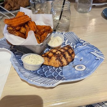 Aunt Catfish's - Lemon Pepper Salmon with Sweet Potato Fries - Southern Near Me - Port Orange, Florida