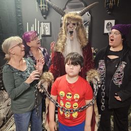 Preteens. So fun. So expressive. Krampus made him smile towards the end, though. Preteens. So fun. So expressive. Krampus made him smile towards the end, though.