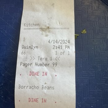 Fuzzy's Taco Shop - Order reseipt - Mexican Near Me - Decatur, Texas