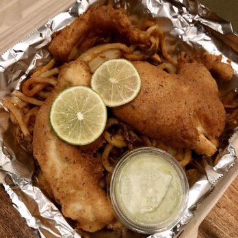 Maui Sunday Market - Fish & Chips from Da Nani Pirates food truck - VN - Flea Markets Near Me - Kahului, Hawaii