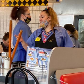 Waffle House - Unmasked wait staff with brooms in food prep area - Breakfast & Brunch Near Me - Ashland, Virginia Waffle House - Unmasked wait staff with brooms in food prep area - Breakfast & Brunch Near Me - Ashland, Virginia