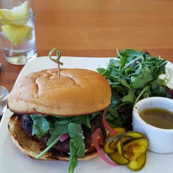 Cooks Tavern - Tutto Calabria Lamb Burger and a side salad with Chim Churi house made dressing!  Super delish! - New American Near Me - Tacoma, Washington