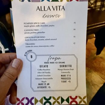 Alla Vita - Dessert menu - Italian Near Me - Chicago, Illinois