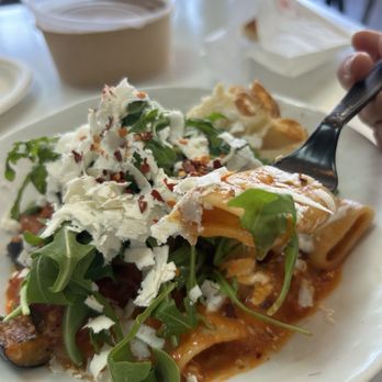 The Parlor - Paccheri alla Norma- pasta dish with eggplant and tomatoes. Seasonal, must try! - Pizza Near Me - Tustin, California