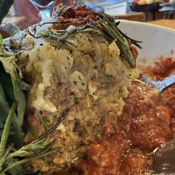 Downtown cafe - Graziano's FAMOUS Large Meatballs $22 (Cut into) Tomato basil sauce