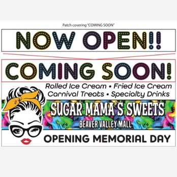Sugar Mama's Sweets - Come see us at beaver valley mall.We are now open with all our specialties and treats. - Ice Cream & Frozen Yogurt Near Me - Monaca, Pennsylvania Sugar Mama's Sweets - Come see us at beaver valley mall.We are now open with all our specialties and treats. - Ice Cream & Frozen Yogurt Near Me - Monaca, Pennsylvania