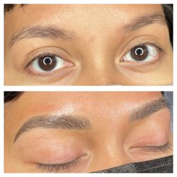 Boss Brow - Top is bare and bottom is after microblading