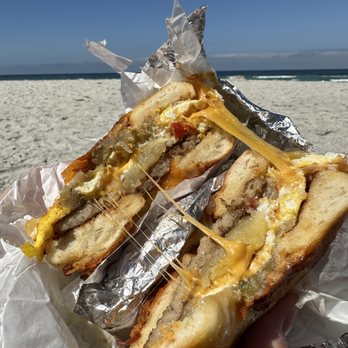 Bagel Kitchen - The Lumberjack with bacon cheddar bagel - Bagels Near Me - Pacific Grove, California