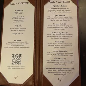 Oak & Antler - Cocktail Menu - Southern Near Me - El Paso, Texas Oak & Antler - Cocktail Menu - Southern Near Me - El Paso, Texas