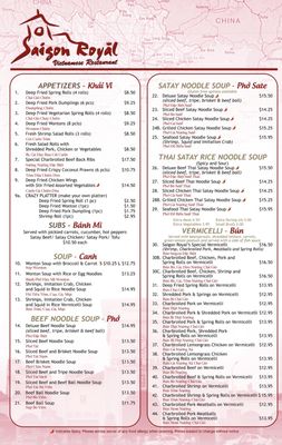 Menu photo 1 Saigon Royal Calgary, AB