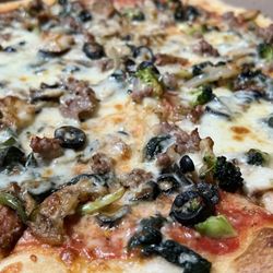 Wallington Pizzeria and Italian Restaurant - Veggie Pie with sausage and pepperoni added