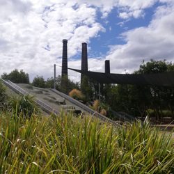 Sydney Park - Slides and the landmark chimneys.