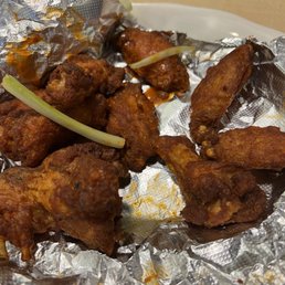 Wings that had a tablespoon of buffalo sauce ladled on them. Wings that had a tablespoon of buffalo sauce ladled on them.