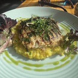 Seared striped bass