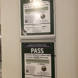 Cafe Muir - Tuesday, May 14, 2019: health department placard.