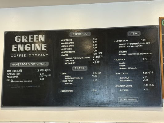 Menu photo 1 Green Engine Coffee Haverford, PA