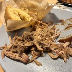 Sonny's BBQ - Lunchtime BBQ magic. Pulled pork corn bread back beans