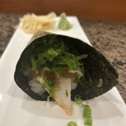 Yummy escolar hand roll - best sushi! Yummy escolar hand roll - best sushi!