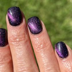 ST Nails & Spa - Deep purple tiger eye effect. Love it!