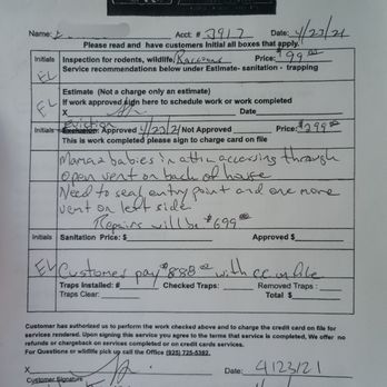 Mighty Men Services - Invoice - Wildlife Control Near Me