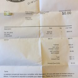 Montreal Limo - This shows paid receipt but driver also got $700 cash.