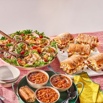 Panera Bread - Fall Catering Spread with Fuji Apple Chicken Salad, Spicy Fiesta Chicken Sandwich & Hearty Fireside Chili - Sandwiches Near Me - Colonie, New York