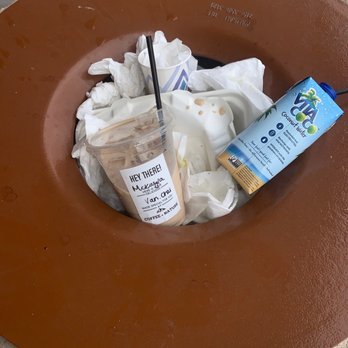Coffee Nature - Full vanilla chai in rubbish can- BUMMER - Coffee & Tea Near Me - Costa Mesa, California