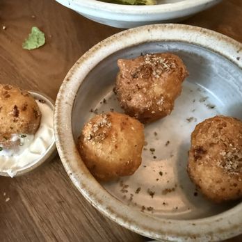Frances - hobb's bacon BEIGNETS, maple & chive crème fraîche --A MUST TRY - New American Near Me - San Francisco, California Frances - hobb's bacon BEIGNETS, maple & chive crème fraîche --A MUST TRY - New American Near Me - San Francisco, California