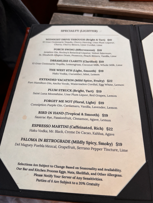 Menu photo 6 Analogue New York, NY