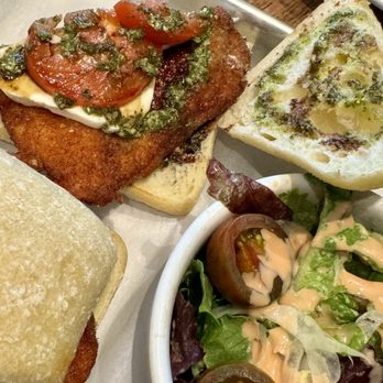 Joelle - Chicken Caprese Sandwich, side salad - Italian Near Me - Bluffton, South Carolina Joelle - Chicken Caprese Sandwich, side salad - Italian Near Me - Bluffton, South Carolina