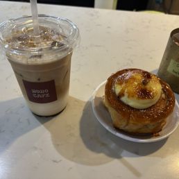 Brown sugar latte and crème brûlée crossiant