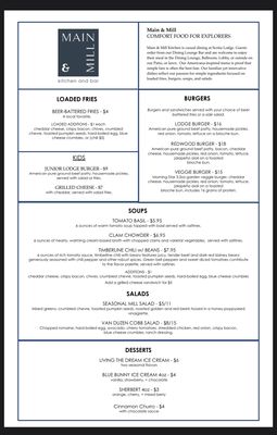 Menu photo 1 Main And Mill Kitchen And Bar Scotia, CA Menu photo 1 Main And Mill Kitchen And Bar Scotia, CA