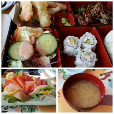 Photo of Sushi Tomo - Palo Alto, CA, US. sashimi combo and bento box $37 total..sashimi cut too thick...standard bento