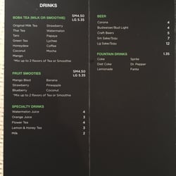 SASA Kitchen - Menu drinks