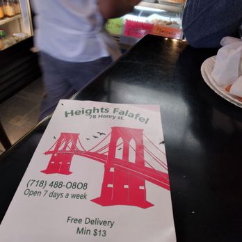 Heights Falafel - a menu on a table - Middle Eastern Near Me - Brooklyn, New York