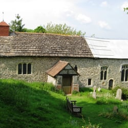 Coombes Church - Coombes Church. The roof is undergoing restoration.
