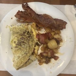 Wharfside - Meat lover's omelette with side of bacon.