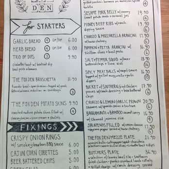 The Fox Den - Menu - Wine Bars Near Me - Gloucester, NSW
