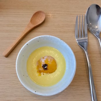 Kato - Corn chowder with truffle and yolk - Taiwanese Near Me - Los Angeles, California