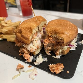 Row - Salmon burger - New American Near Me - Olympia, Washington Row - Salmon burger - New American Near Me - Olympia, Washington