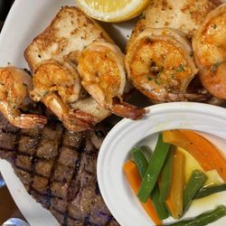 Texas Roadhouse - 12 oz ribeye with shrimp.