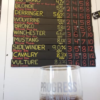 Progress Brewing - My beer, the Wolverine, along with the rest of the beers on tap with their prices! Cheers! - Breweries Near Me - South El Monte, California