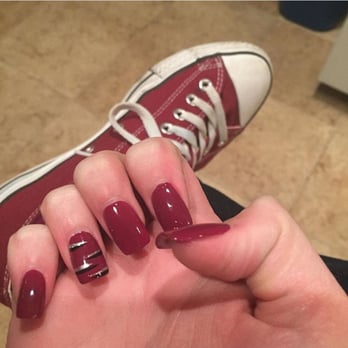 T T Nails - Acrylic Nail fill, Square with Rounded Corners ~ This was just a simple raspberry/maroon like color with a basic design. - Nail Salons Near Me - Mountlake Terrace, Washington T T Nails - Acrylic Nail fill, Square with Rounded Corners ~ This was just a simple raspberry/maroon like color with a basic design. - Nail Salons Near Me - Mountlake Terrace, Washington